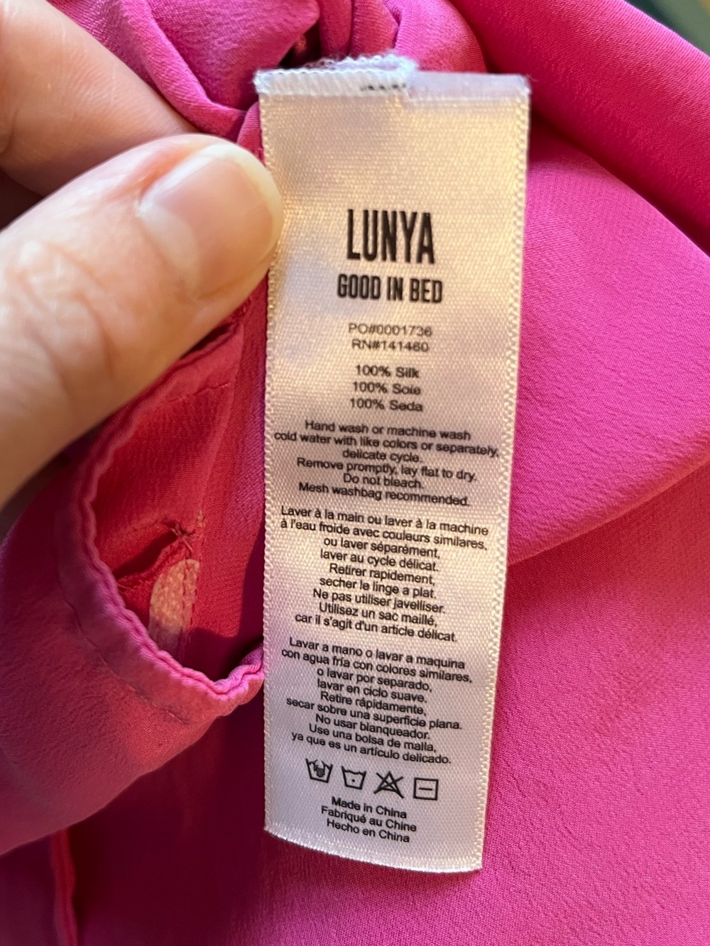 Lunya Washable Silk Slip Dress Nightgown in Magenta - Picture 11 of 14